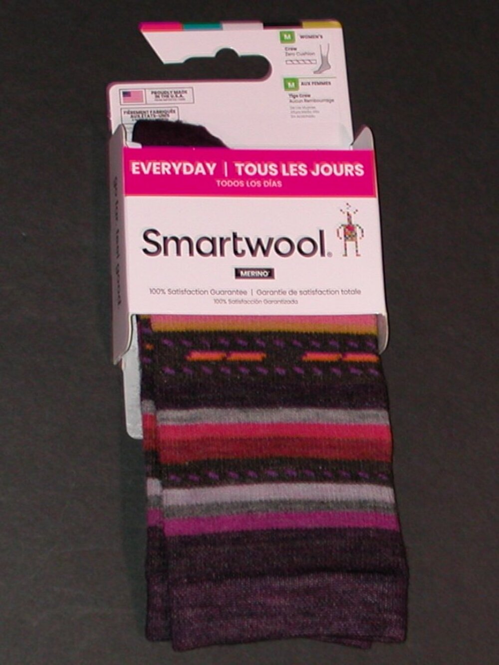 SmartWool Everyday Margarita Zero Cushion Crew Socks Womens Medium ~ Wild Salmon